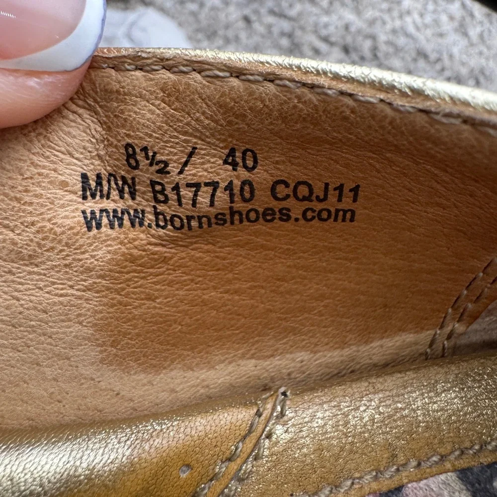 Born Gold Metallic Leather Knotted Ballet Flats Womens 8.5 Fairy Regency Slip On